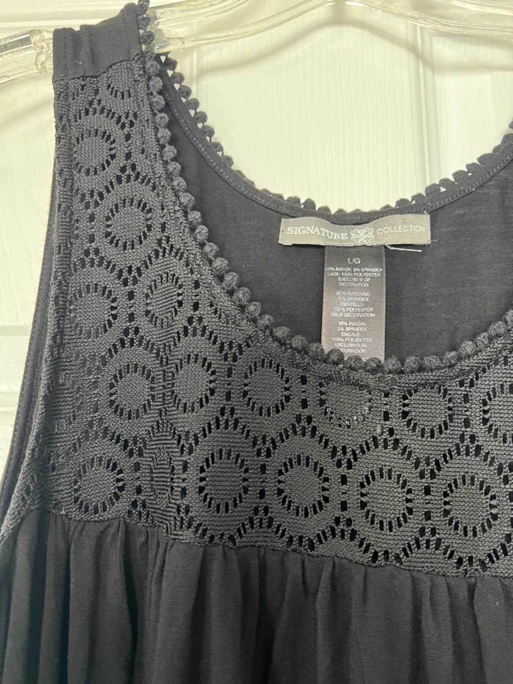 2/$20 Black Sleeveless Midi Dress with Crochet Yoke - Picture 3 of 4